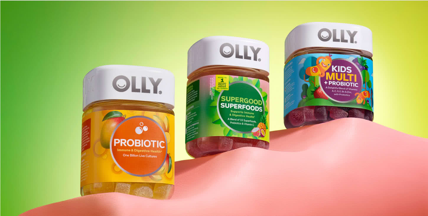 OLLY Probiotic, Supergood Superfoods, and Kids Multi + Probiotic